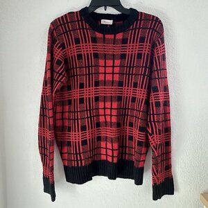 Another Influence Men’s Red Plaid Crew Neck Knit Sweater Size‎ Medium Casual